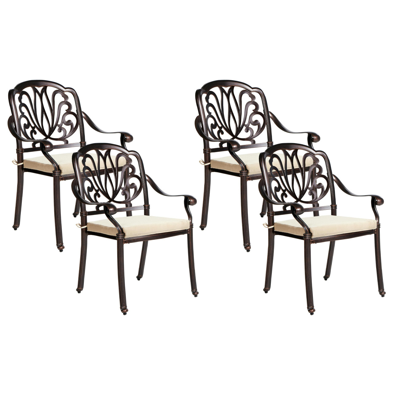 Conjunto de 4 cadeiras de jardim com almofadas ANCONA Metal Castanho escuro