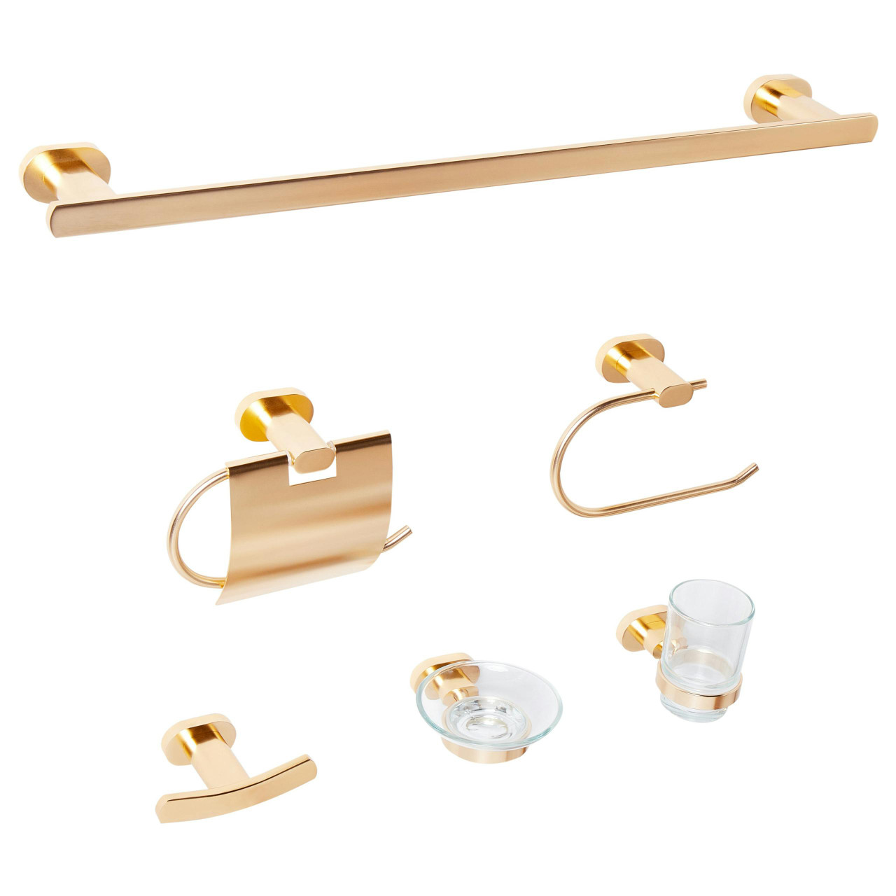 Conjunto de 6 acessórios para casa de banho TOCOPILLA com toalheiros de barra e ganchos Dourado