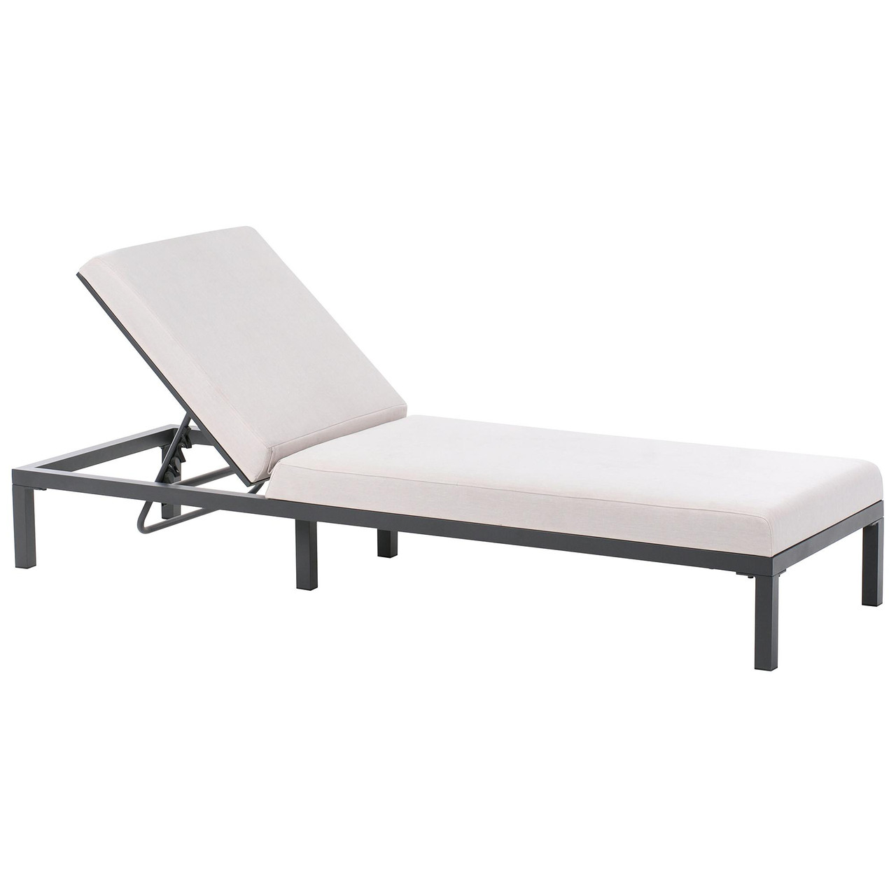 Tumbona Acolchada Con Respaldo Ajustable Beliani Lariano De Aluminio Beige 72x204x88