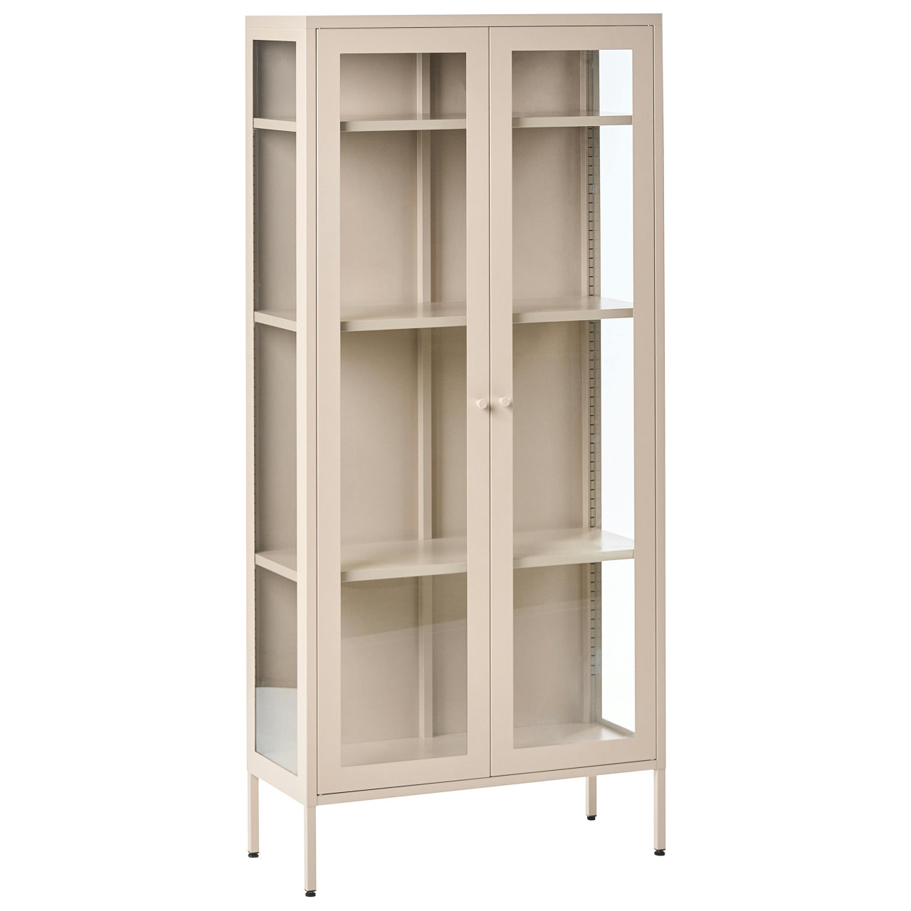 Armário expositor HARTY em aço com portas de vidro 80 cm Creme claro