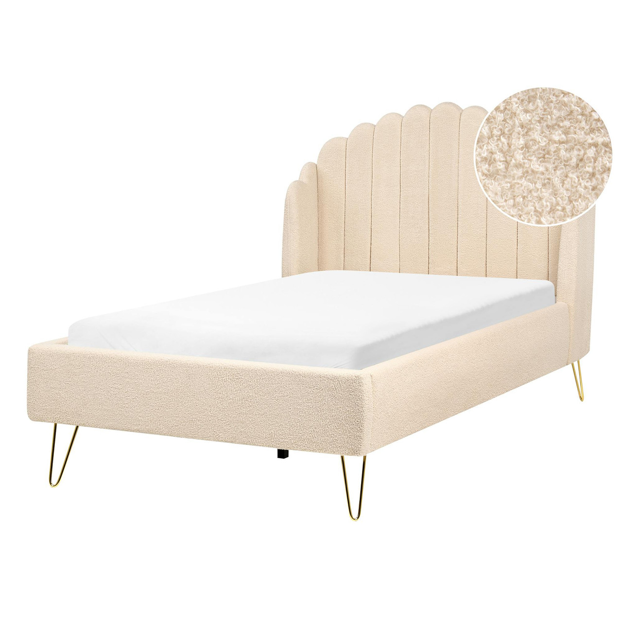 Cama Bouclé AMBILLOU 120 x 200 cm Creme