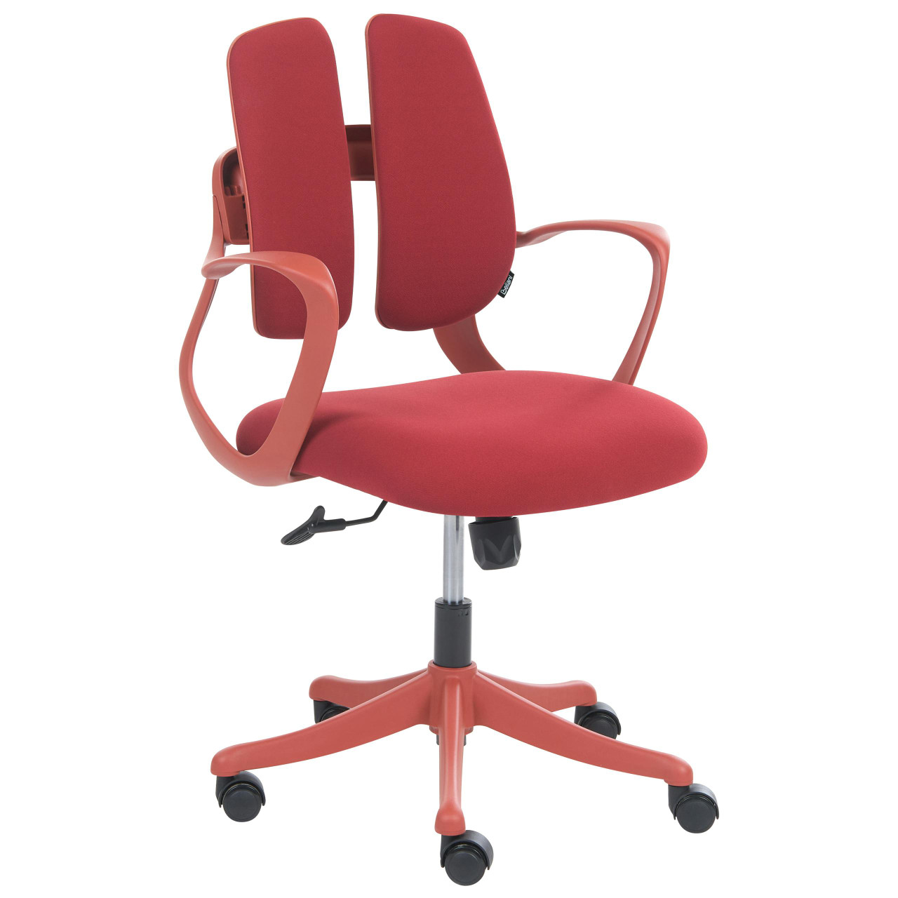 Cadeira de escritório ergonómica com encosto duplo em tecido vermelho