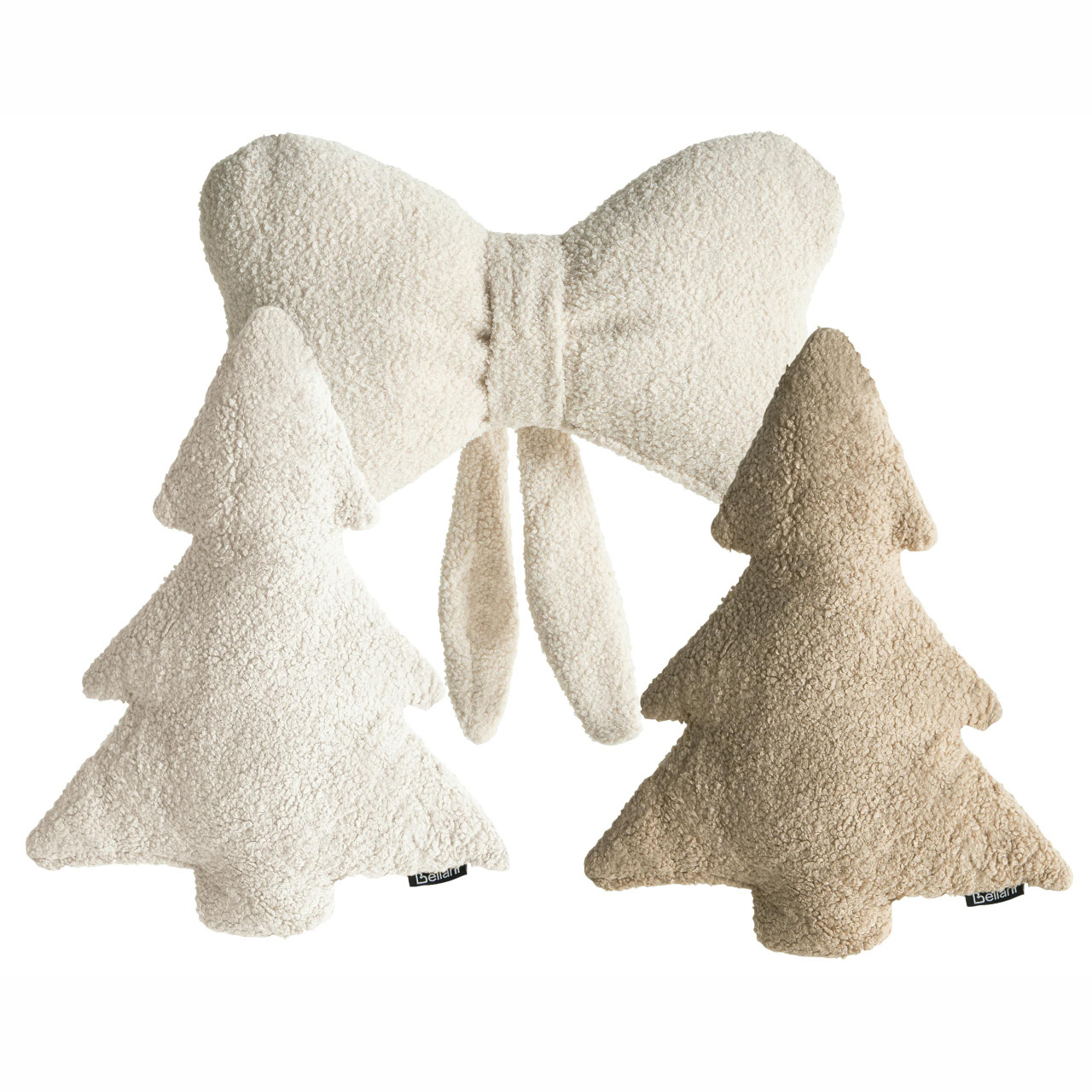 Conjunto de 3 almofadas decorativas WINTERLAND Bouclé 30 x 35 cm 45 x 25 cm Creme claro Padrão natalicio