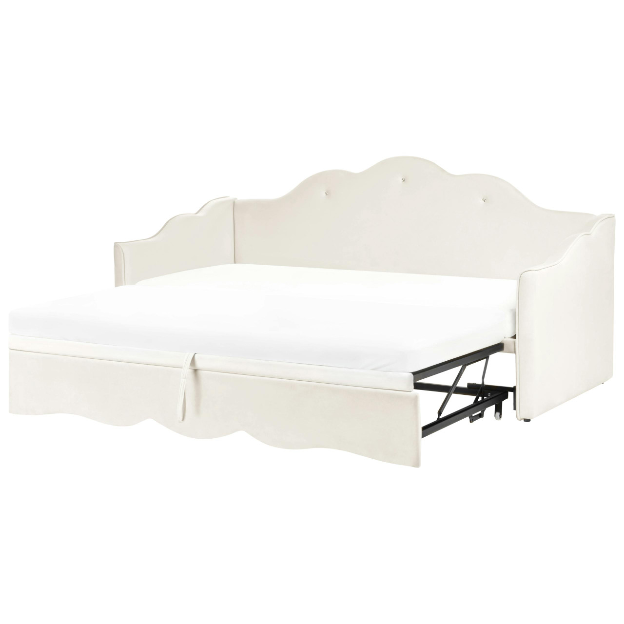 Cama infantil em veludo com cabeceira nuvem BELIANI Lorette de Veludo Creme 90/180x200