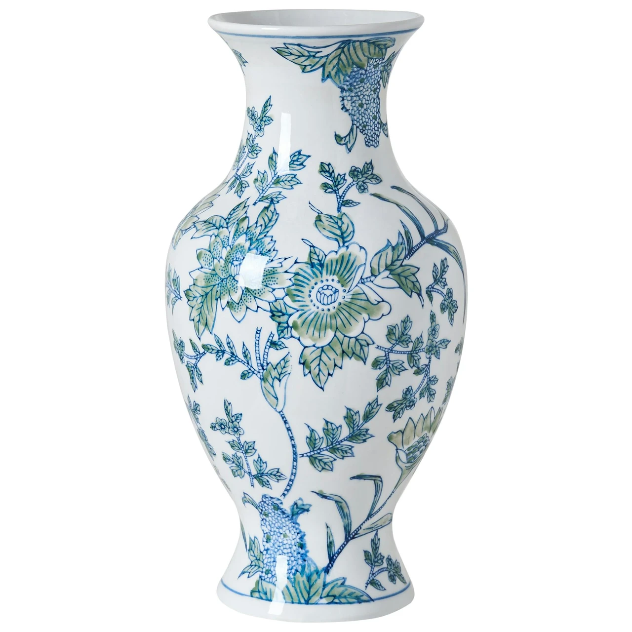 Jarro de flores LLANES Porcelana 36 cm Branco/Azul