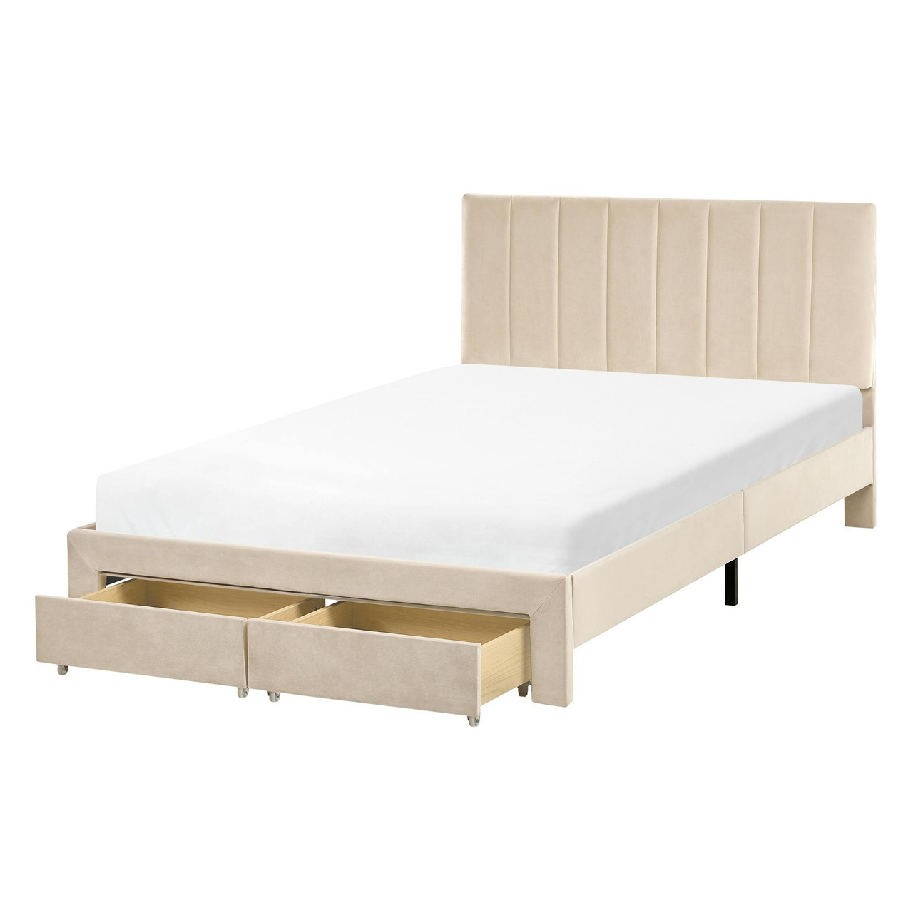 Cama com gavetas de arrumação veludo LONZAC