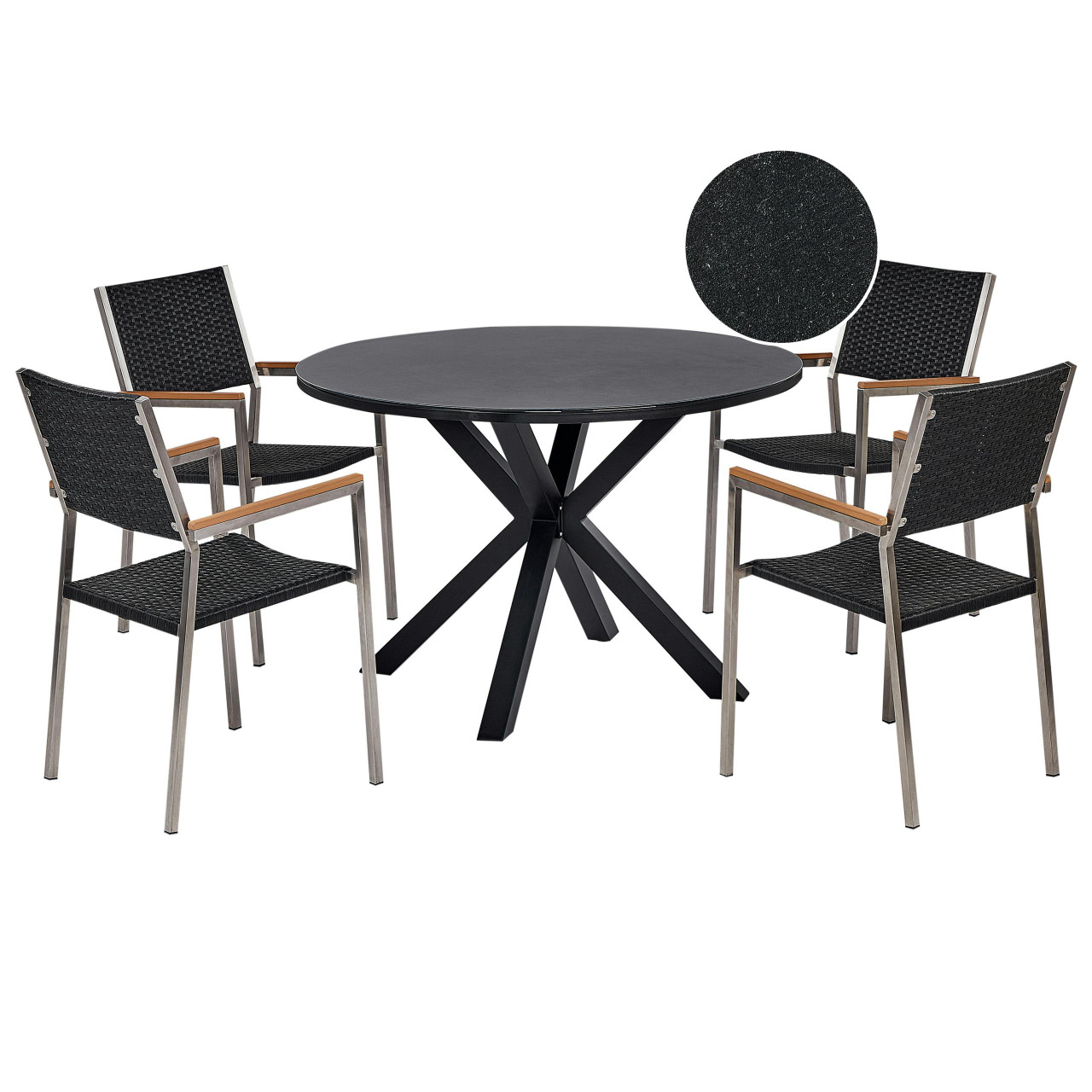 Conjunto de refeições de jardim 4 lugares MALETTO/GROSSETO Preto
