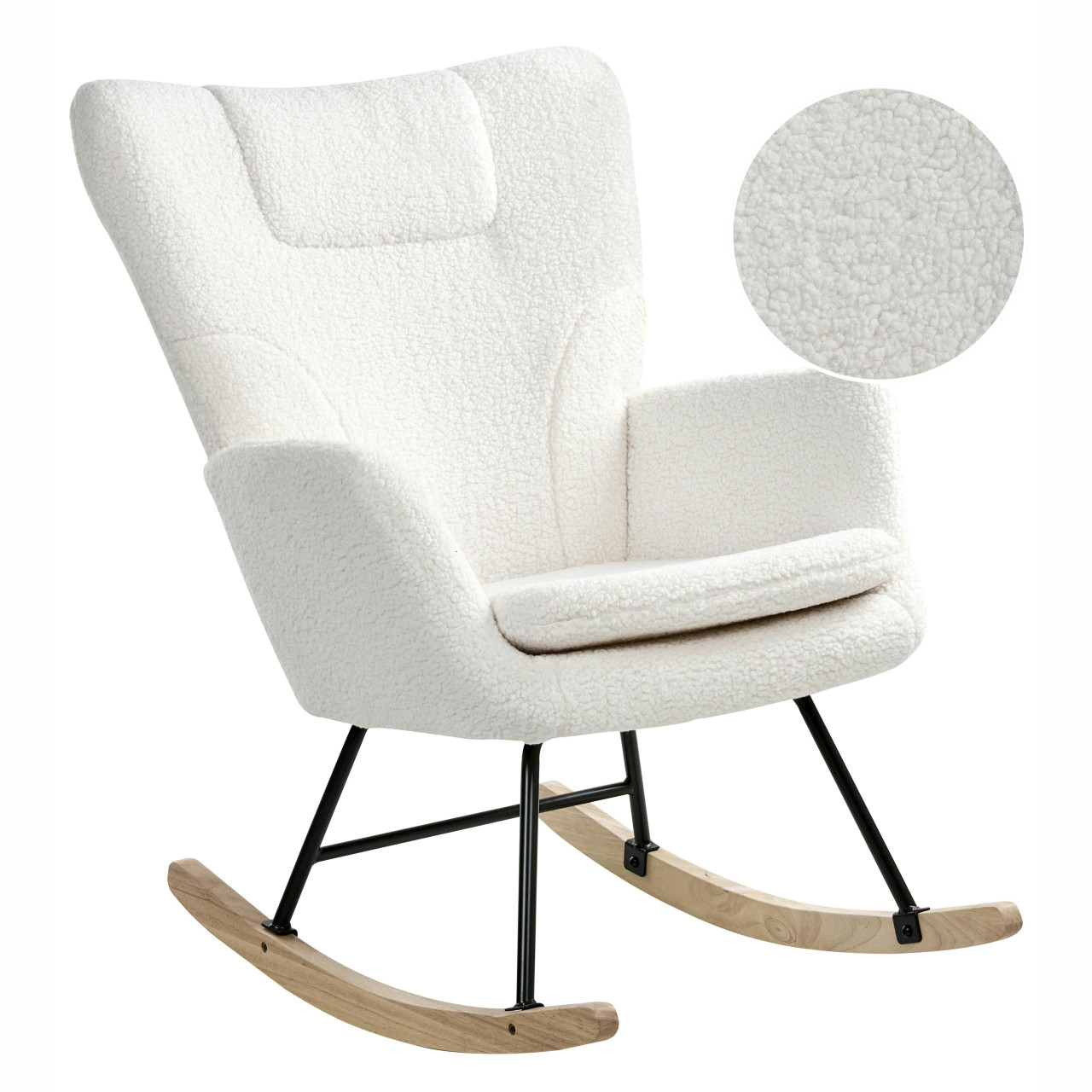 Poltrona de Baloiço SANDVE Bouclé Branco
