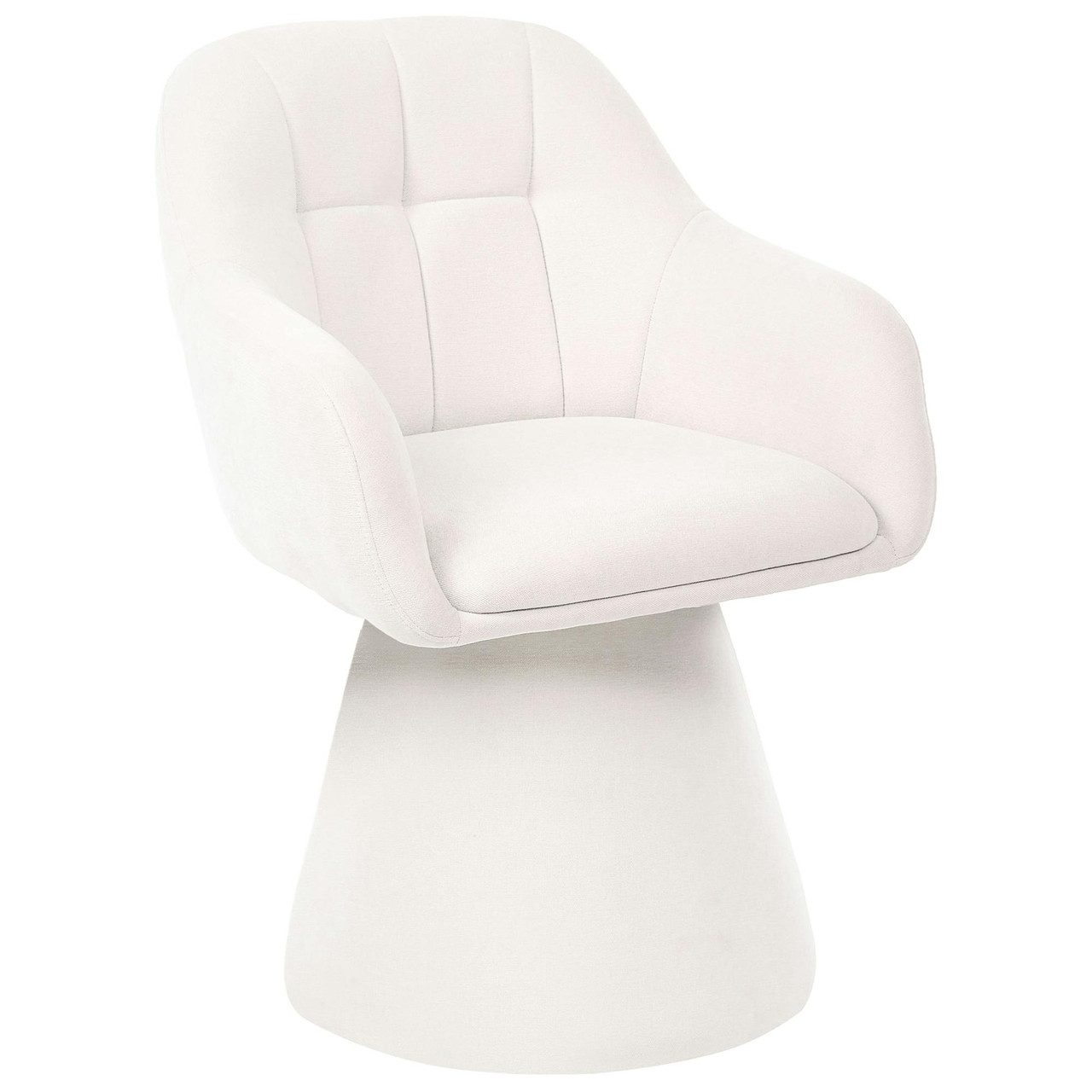 Cadeira giratória estofada com encosto curvo BELIANI Livonia de Chenille Branco 59x62x83