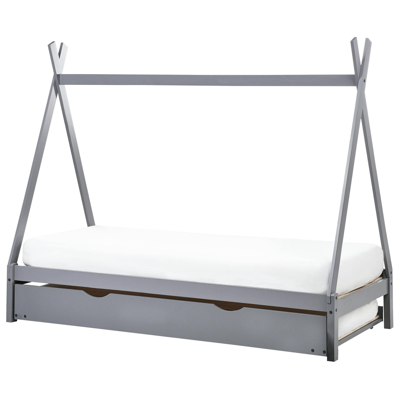 Cama tipi dupla para crianças Talmontiers em pinho lacado cinzento