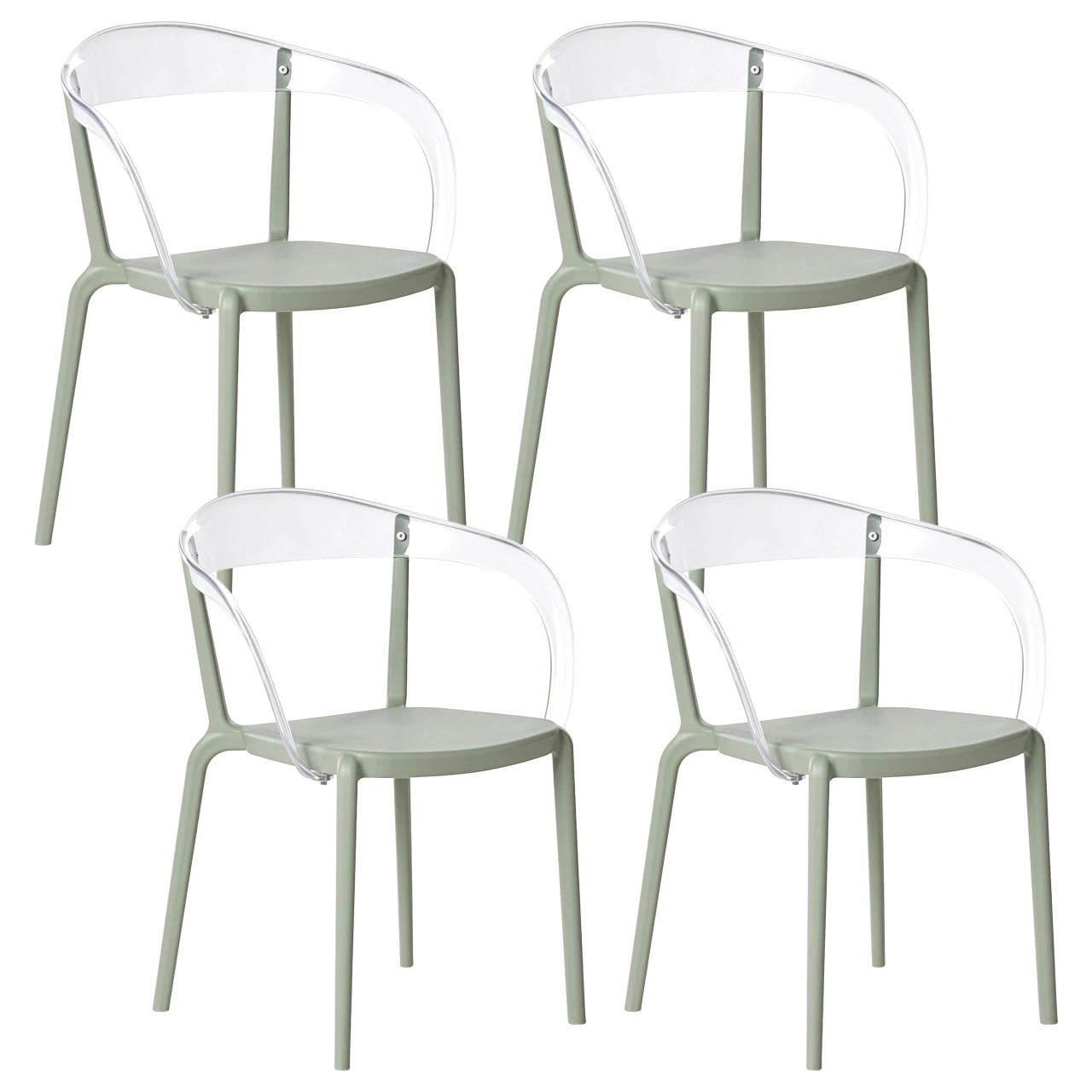 Conjunto de 4 cadeiras de jardim MALEVIZI Empilhável Verde claro