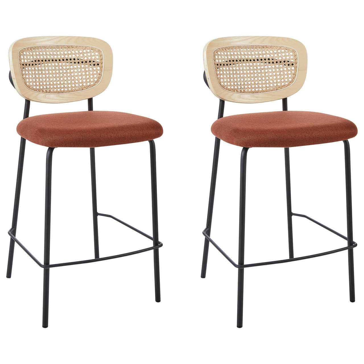 Conjunto de 2 bancos de bar MAYETTA Rattan Laranja