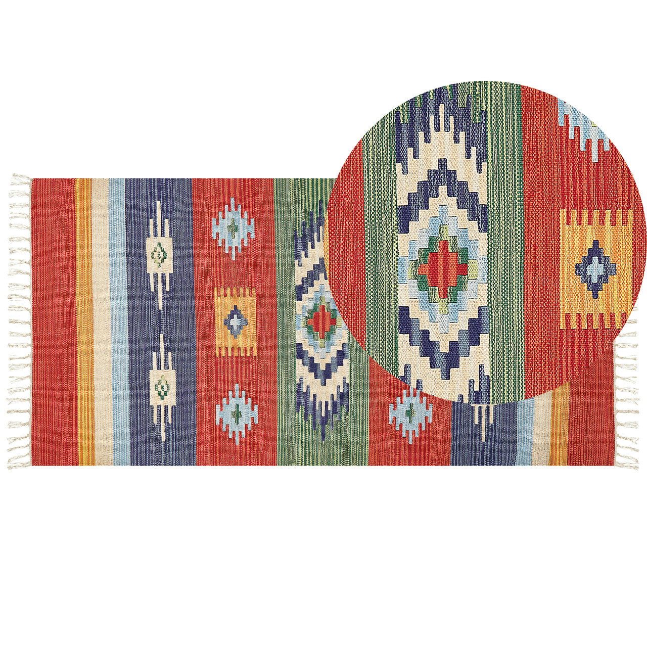 Tapete Kilim Kamaris em Algodão Multicolor
