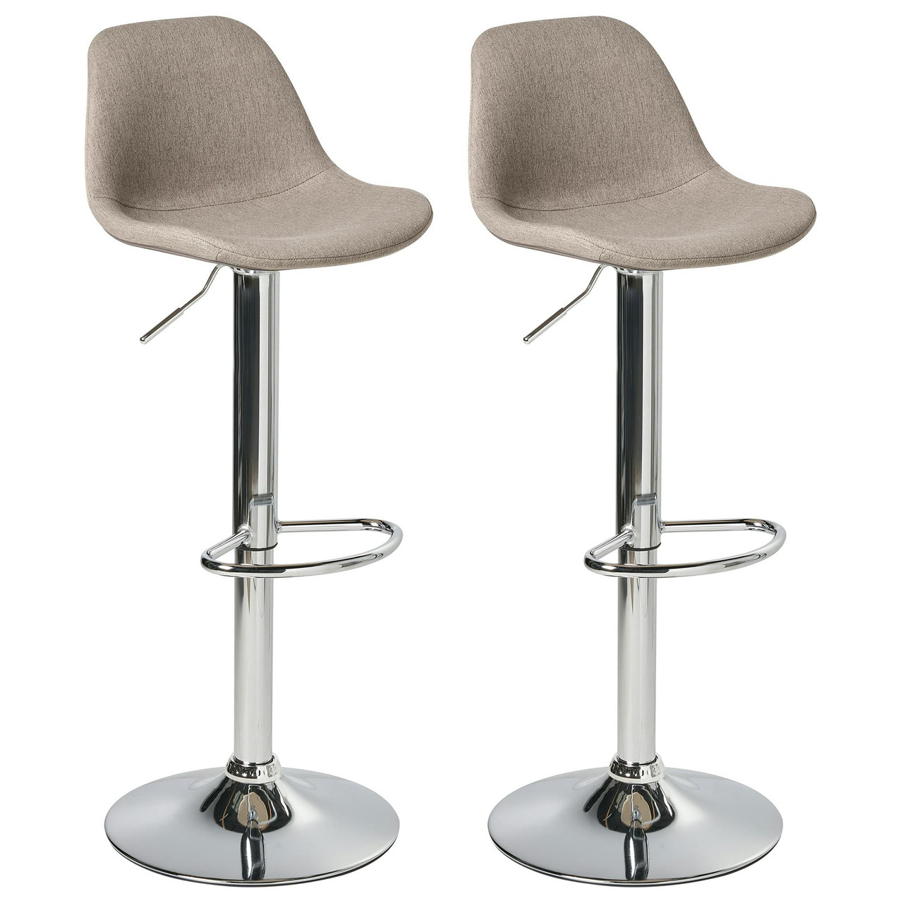 Conjunto de 2 bancos de bar KAHLA Tecido Taupe