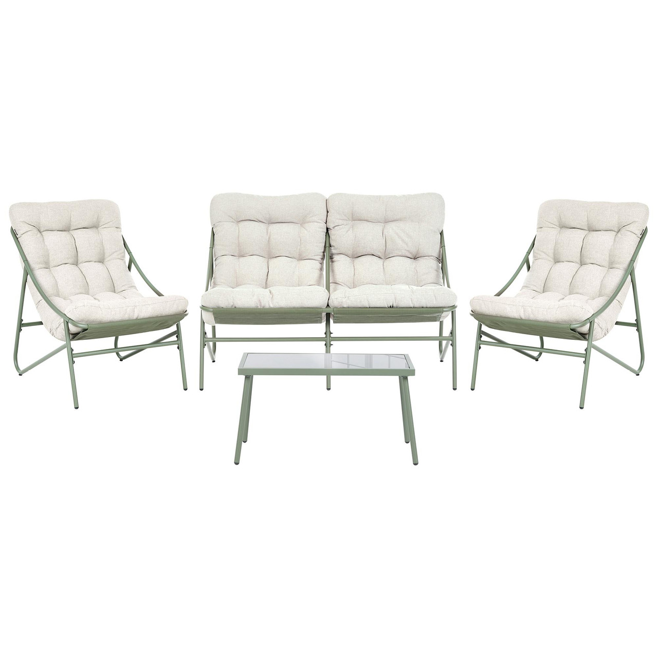 Conjunto de jardim com cadeiras e mesa BELIANI Molveno de Aço Verde 127x72x83