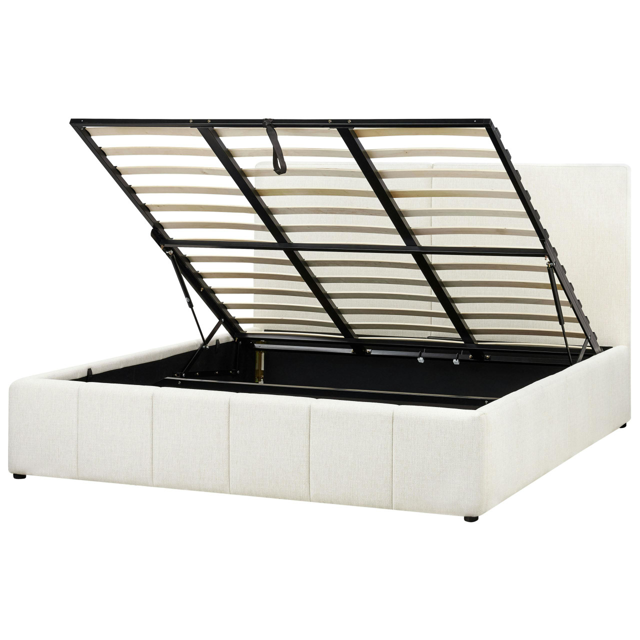 Sommier com arrumação Tecido CASTELNAVET 180 x 200 cm Branco creme