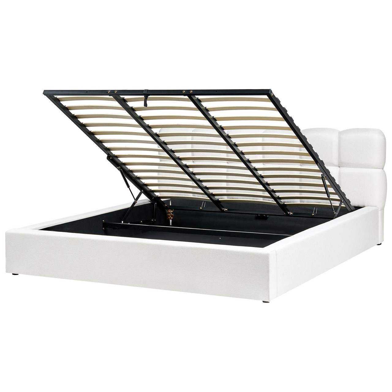Cama com Armazenamento Baston de tecido branco