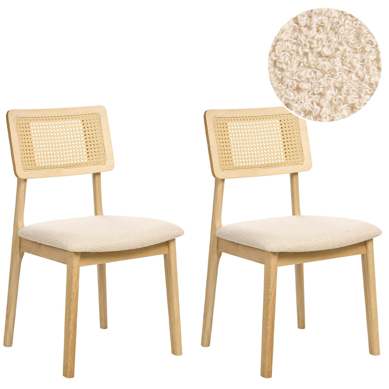 Conjunto de 2 cadeiras de jantar EMBAR Madeira Castanho claro