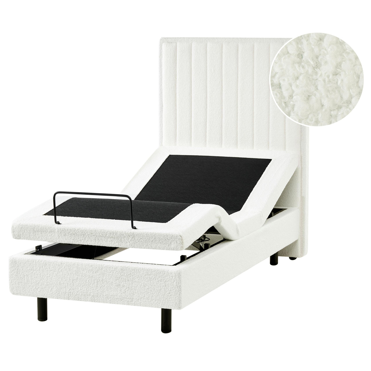 Cama ajustável Bouclé DUKE II 80 x 200 cm Branco creme