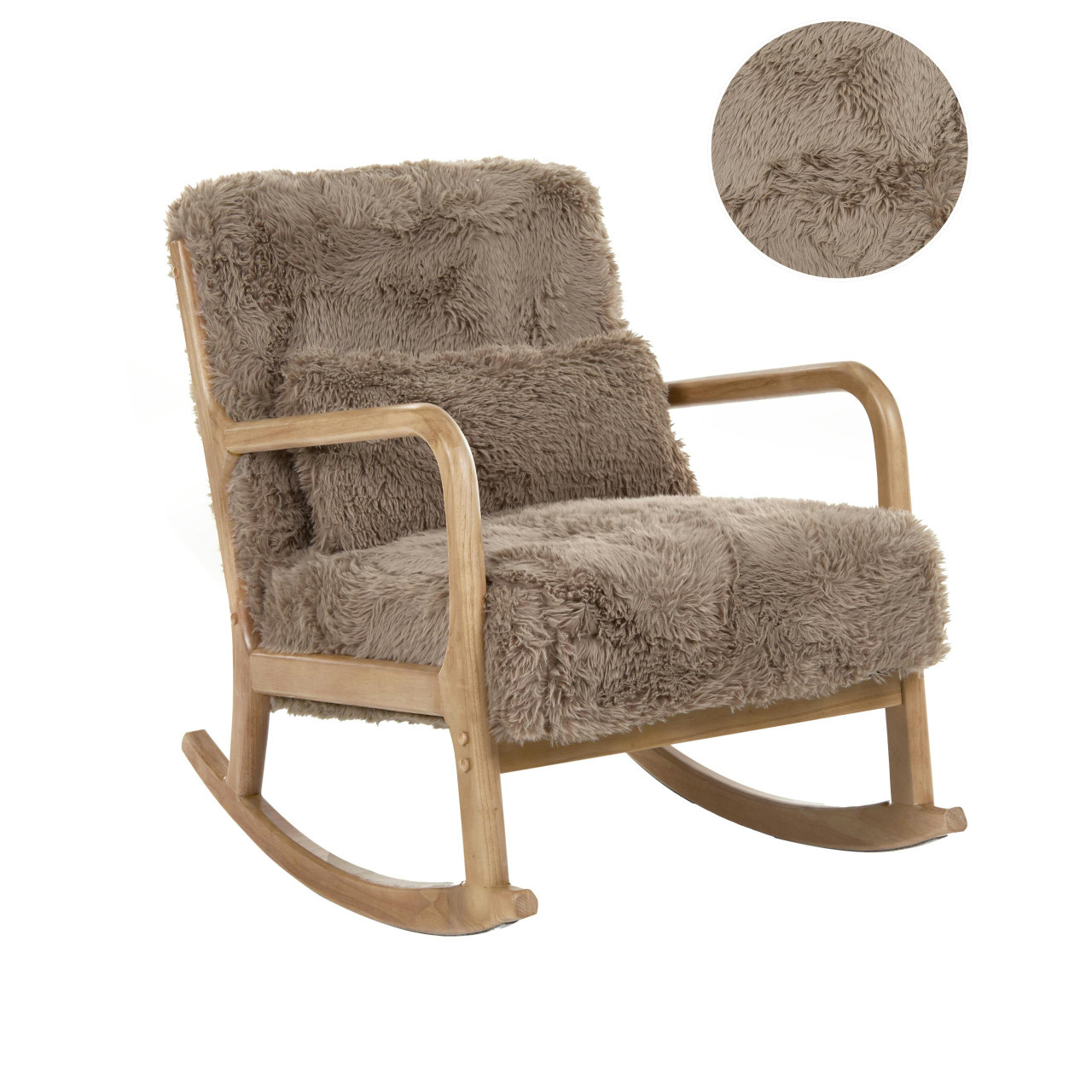 Poltrona de Baloiço BELIANI Skovde de Pelo sintético Creme 66x79x82