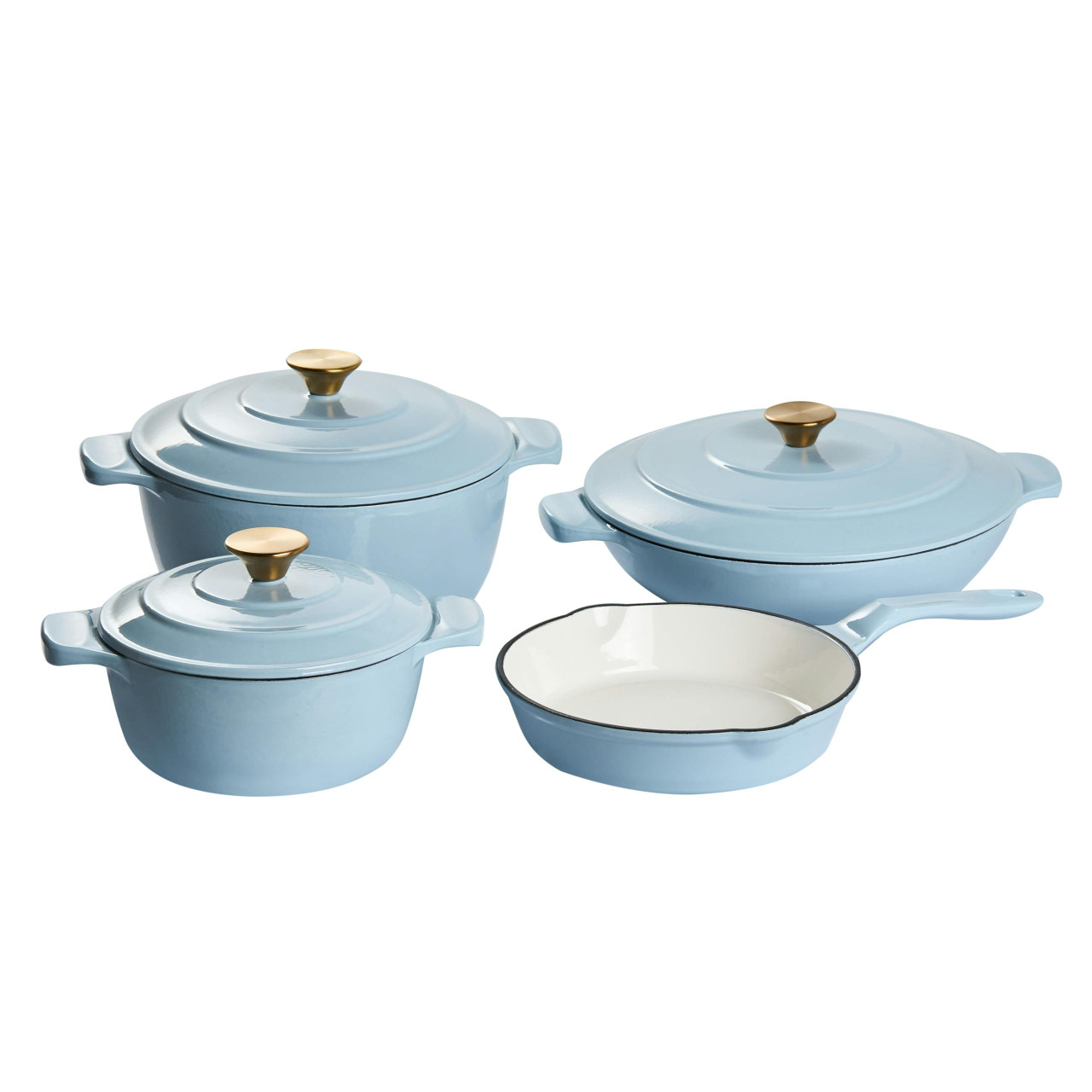 Conjunto de 7 peças em ferro fundido FERRANO Azul claro Azul