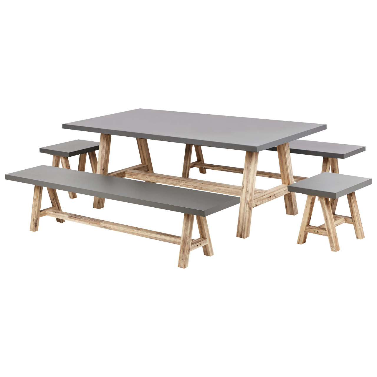 Conjunto De Jantar De Exterior Para 8 Pessoas Beliani Tonnare De Cimento Com Fibra Cinzento 200x100x75