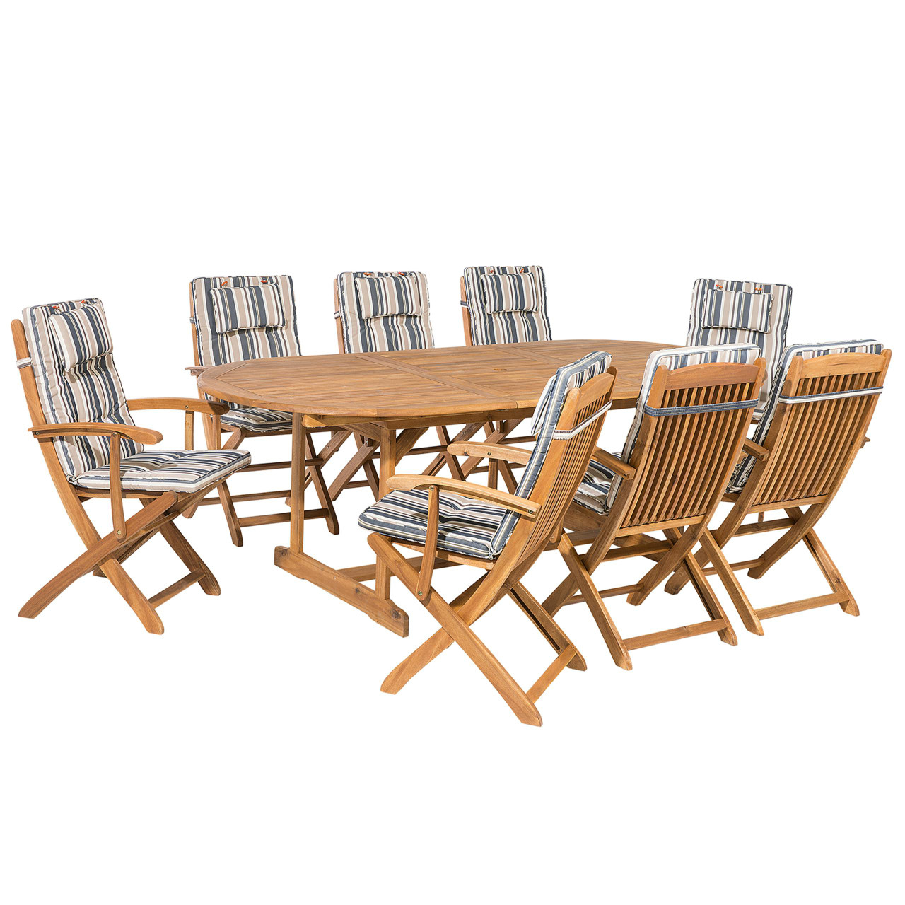 Conjunto de refeições de jardim 8 lugares MAUI com almofadas Madeira de acácia Multicolor