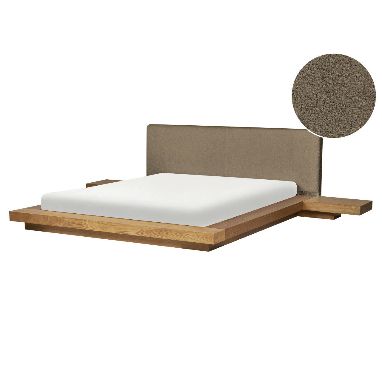 Cama de casal BELIANI Zen de MDF Castanho 160x200