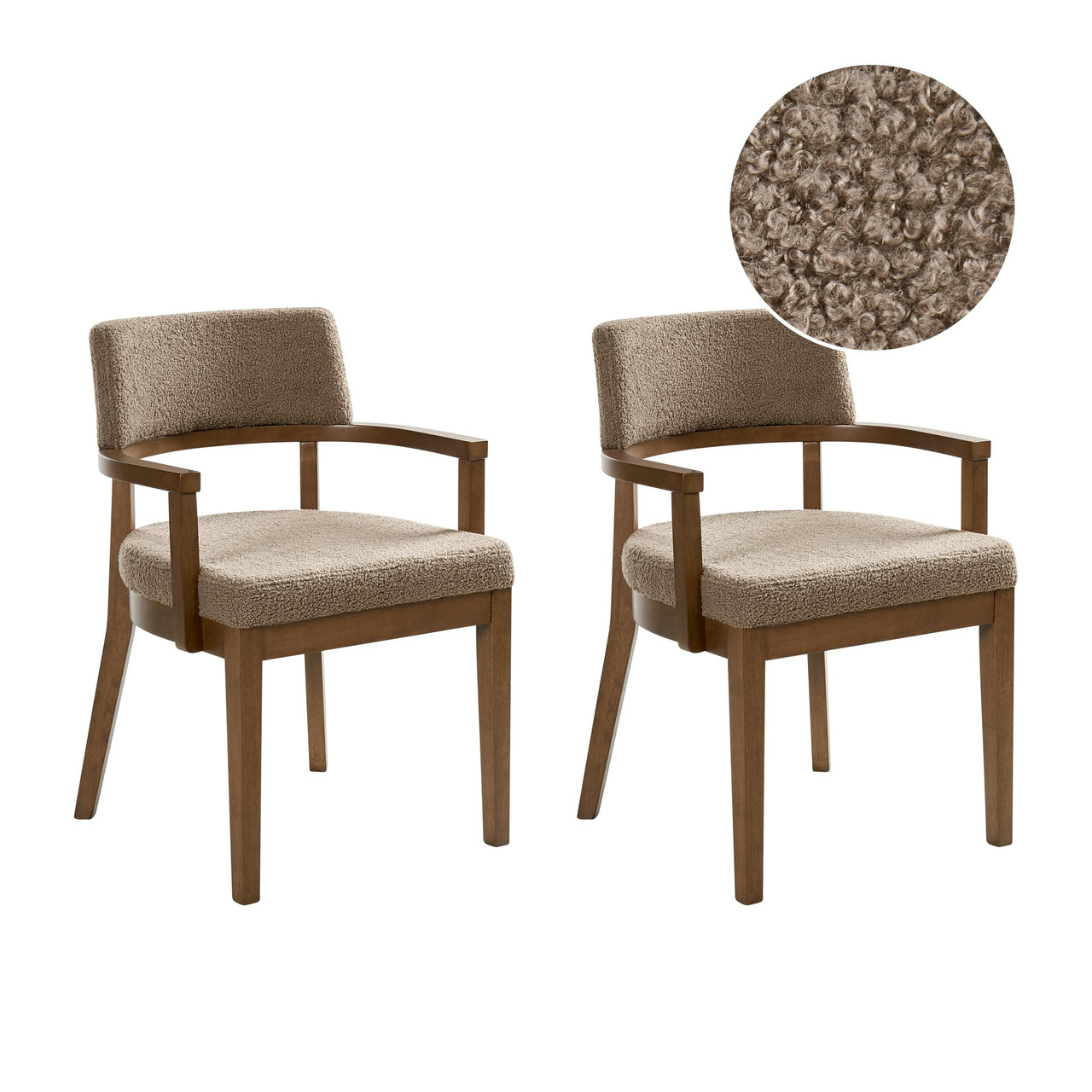 Conjunto de 2 cadeiras de jantar DALBO Bouclé Castanho escuro/Taupe