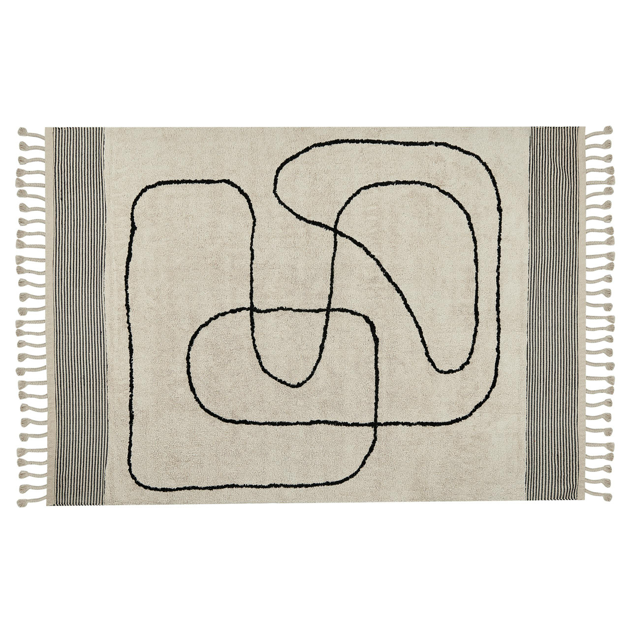 Tapete Dokuz de Algodão com Padrão Abstrato Creme