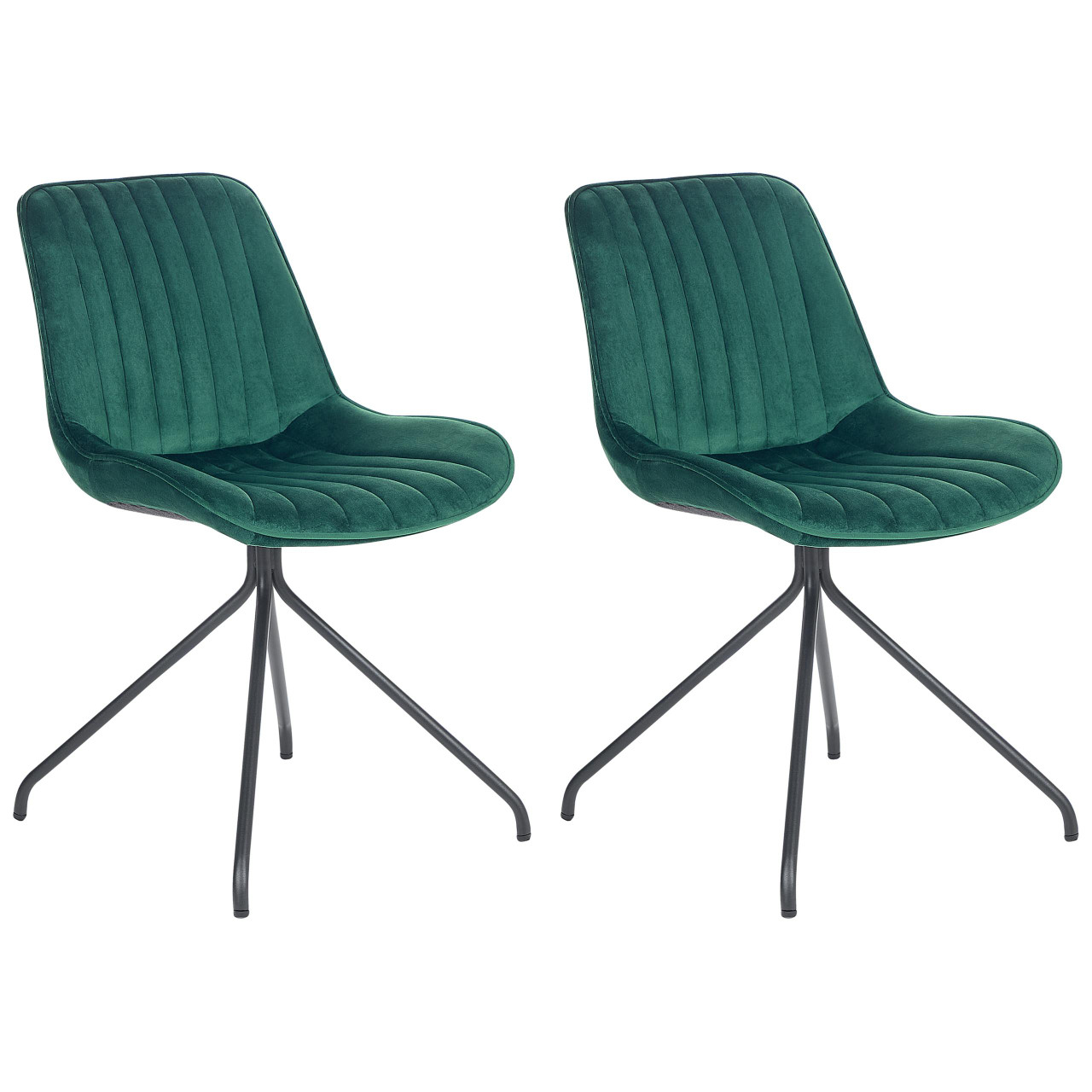 Cadeira de refeição retro Navasota em veludo verde (conjunto 2)