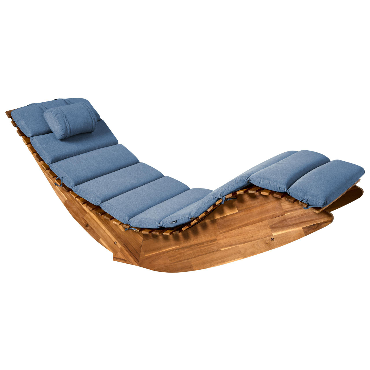Espreguiçadeira para jardim com almofada BELIANI Brescia Premium de Madeira de acácia Castanho 60x176x90