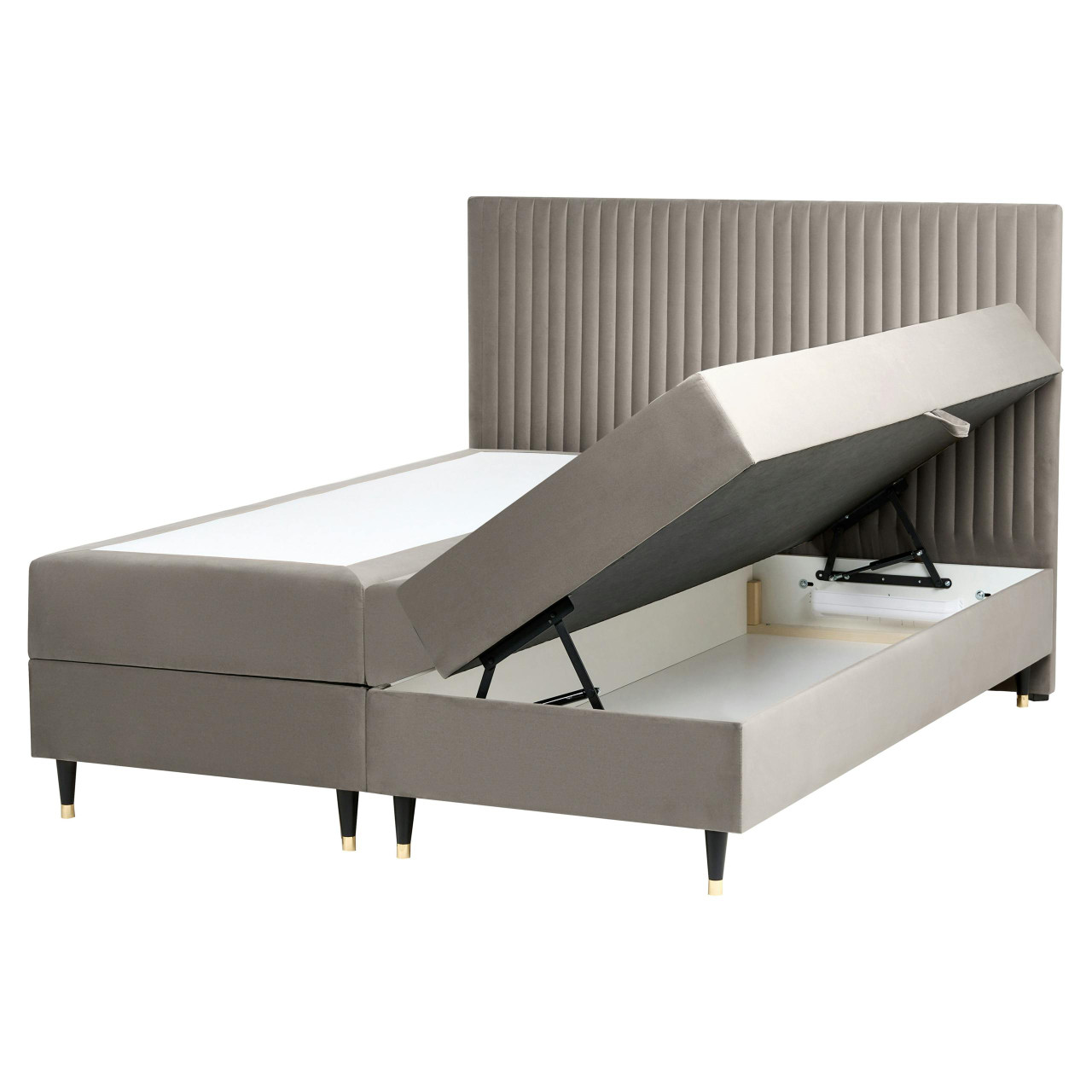 Cama continental com arrumação Veludo DAME 160 x 200 cm Taupe