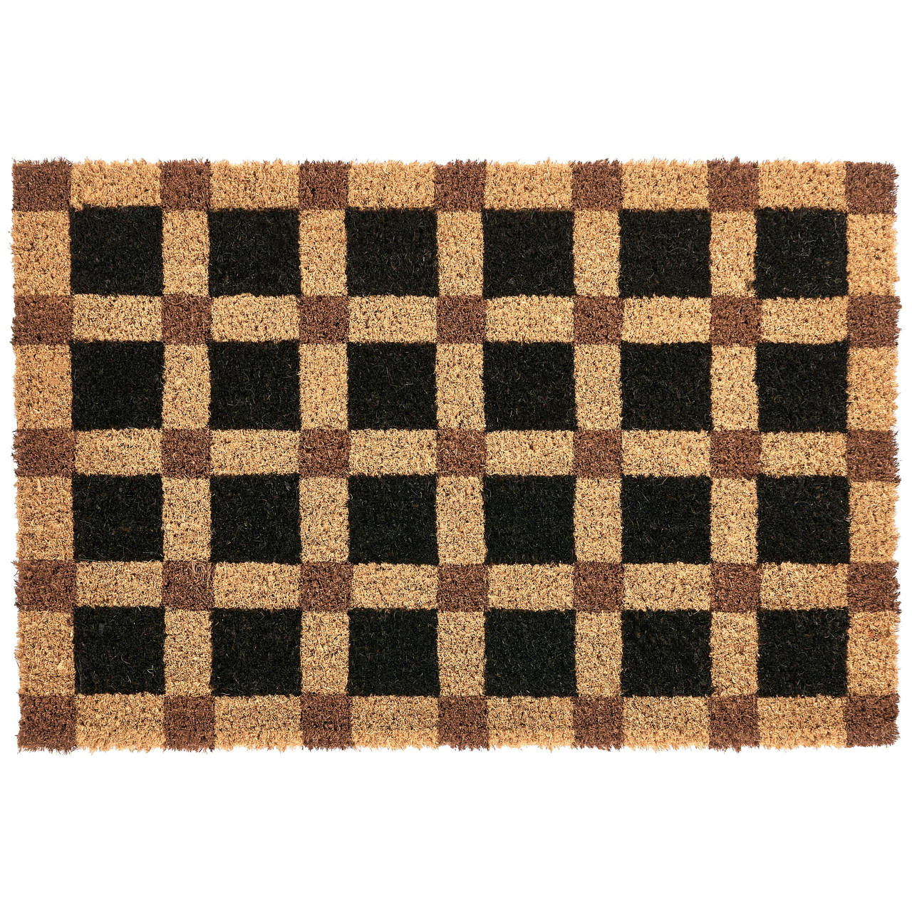 Tapete de entrada VILLASIS Creme/Preto 40 x 60 cm Fibra de coco
