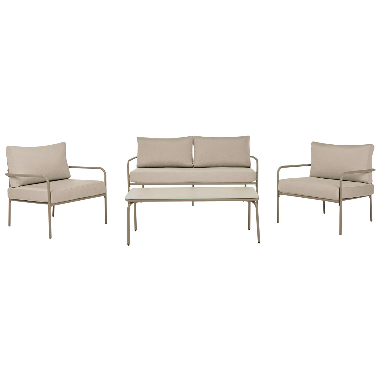 Conjunto de jardim em metal para 4 pessoas BELIANI Nesso de Aço Creme 154x77x84
