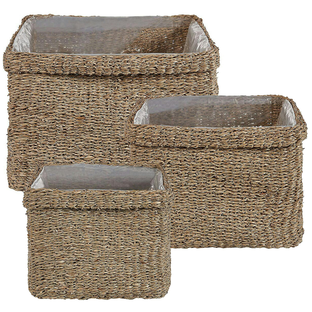 Conjunto de 3 vasos quadrados em alga natural Rivuline
