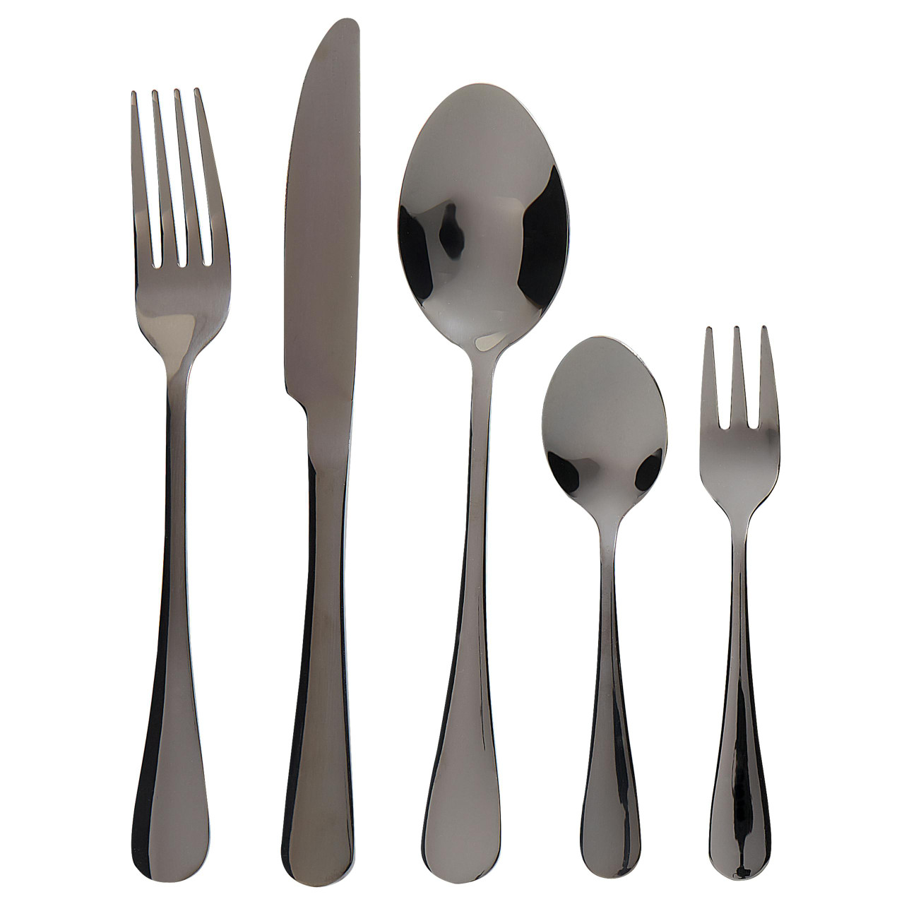 Conjunto de talheres Fusilli em aço inoxidável preto, 30 peças