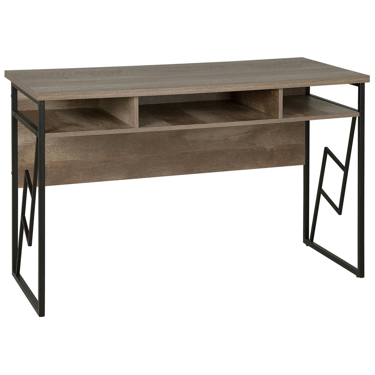 Secretária Forres aglomerado de madeira laminado escuro com base metálica 120x60x76