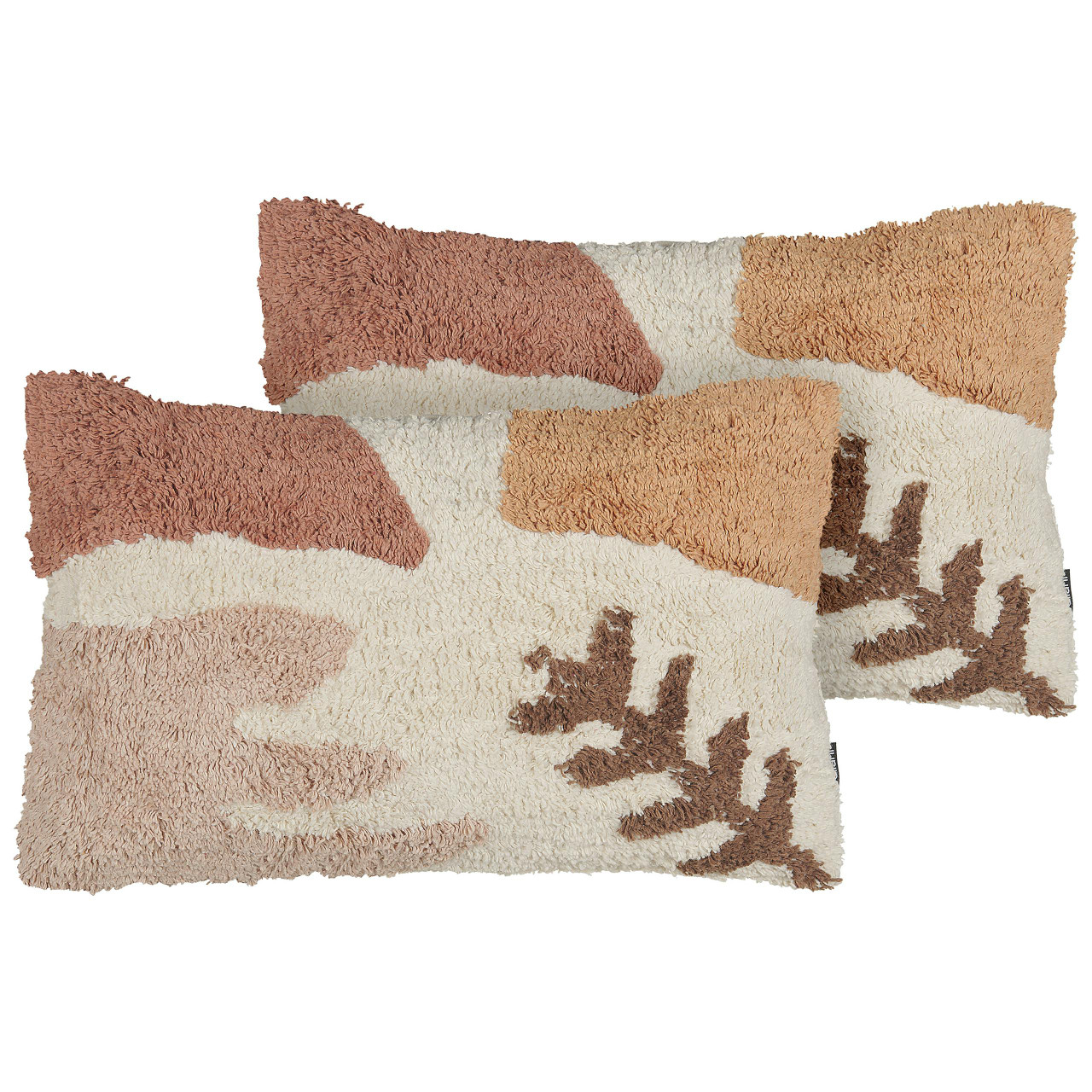 Conjunto de 2 almofadas decorativas BELIANI Camassia de Algodão Branco 30x50x12