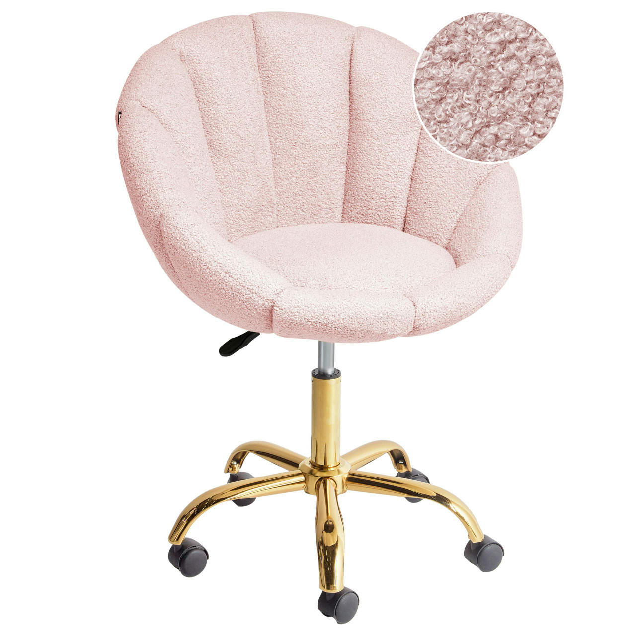 Cadeira home office ANNABELLE Bouclé Rosa pastel
