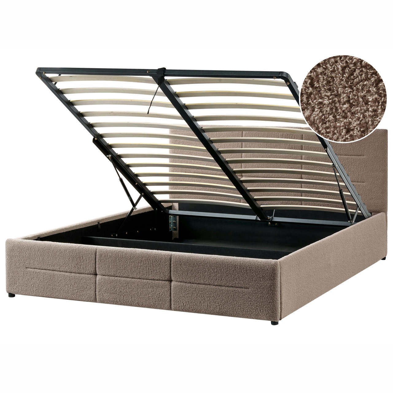 Sommier com arrumação Bouclé MASSOGNES 160 x 200 cm Taupe
