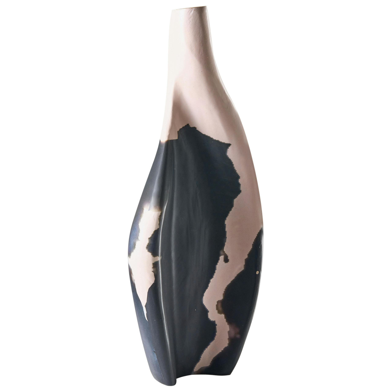 Vaso decorativa em madeira de mangueira creme e preto LAGOS