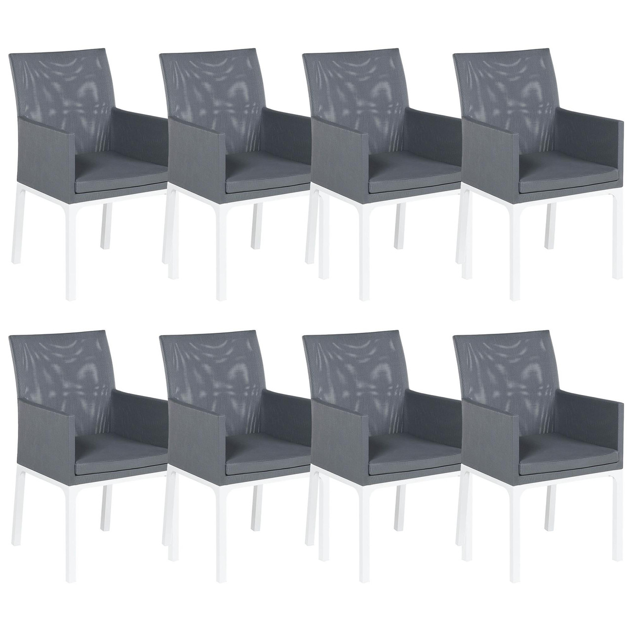 Conjunto 8 sillas de jardín Bacoli tela gris