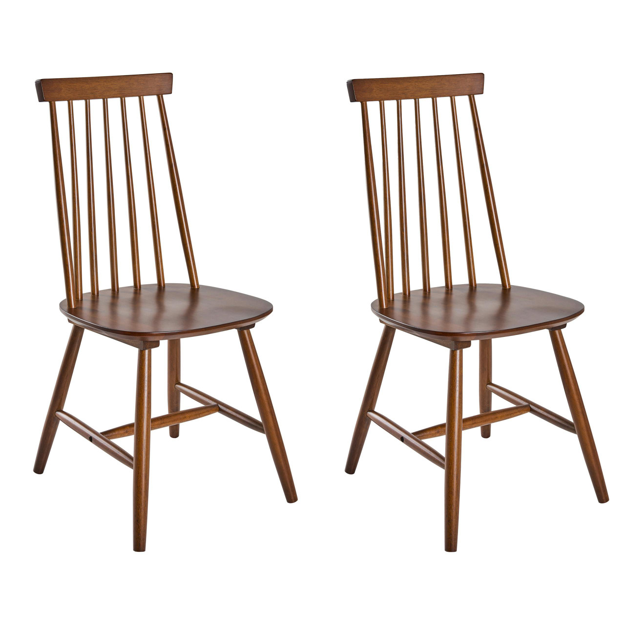Conjunto de 2 cadeiras de refeição em madeira castanha BELIANI Burbank de Madeira de seringueira Castanho 45x55x92