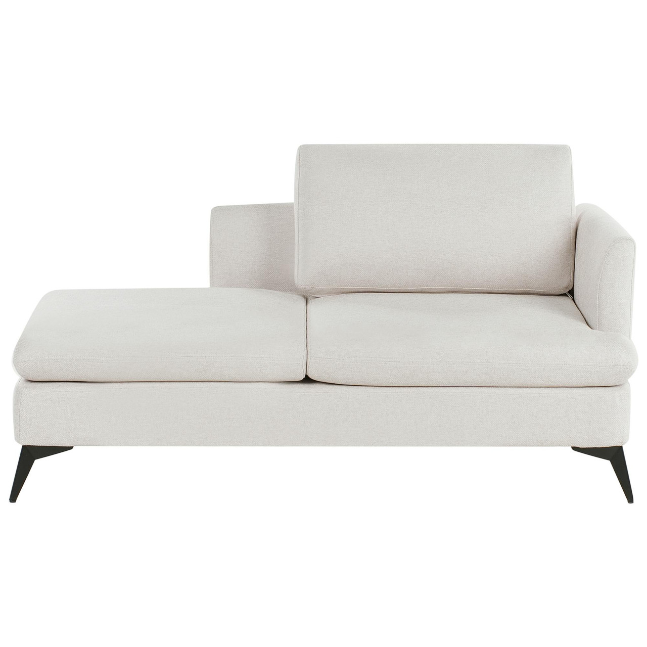 Chaise longue Sievoz em tecido bege, estrutura metálica