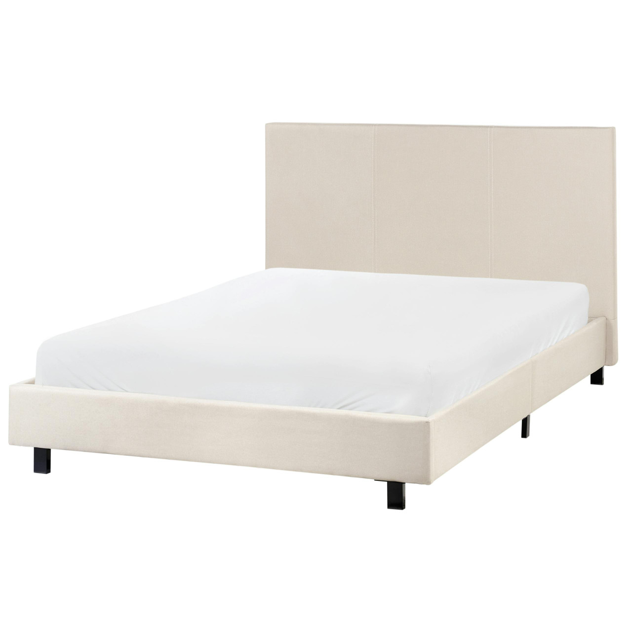 Cama de casal BELIANI Albi de Tecido Creme 120x200