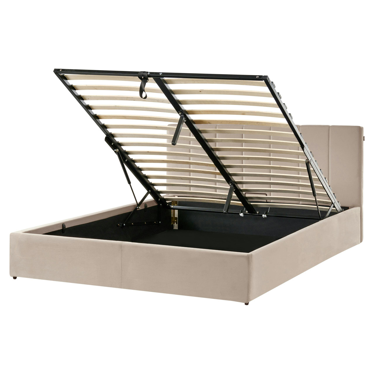Cama de casal BELIANI Dreux de Veludo Creme 160x200