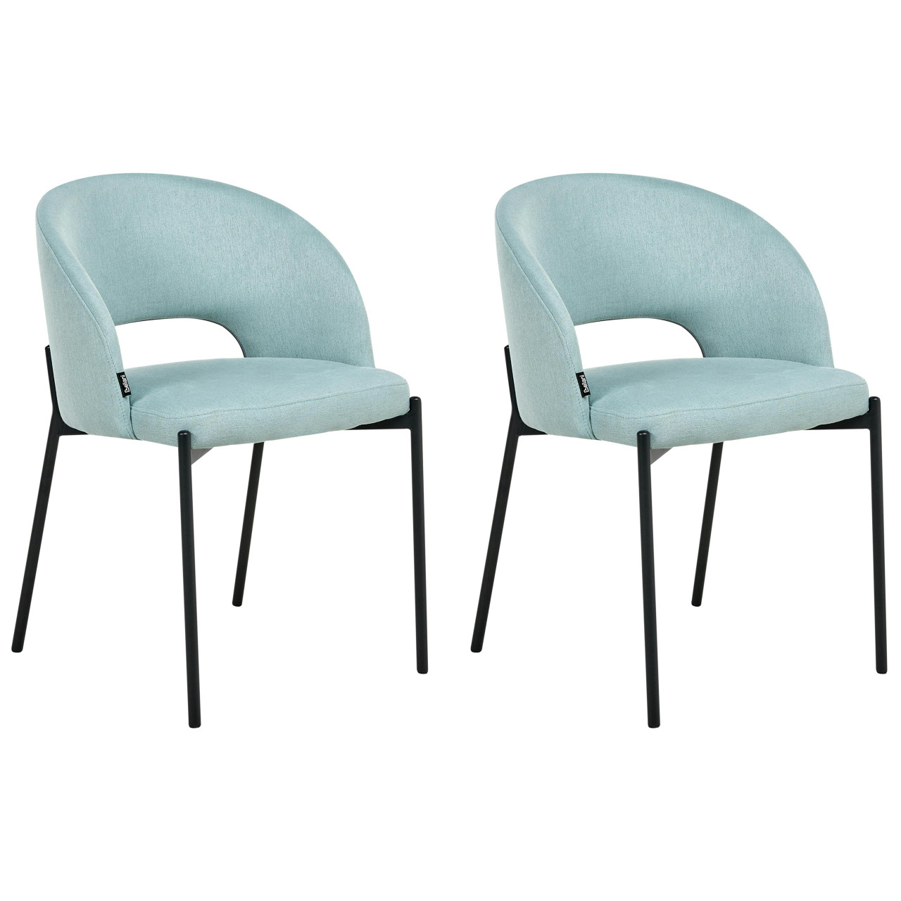 Silla de comedor Penny tapizada tela azul metal