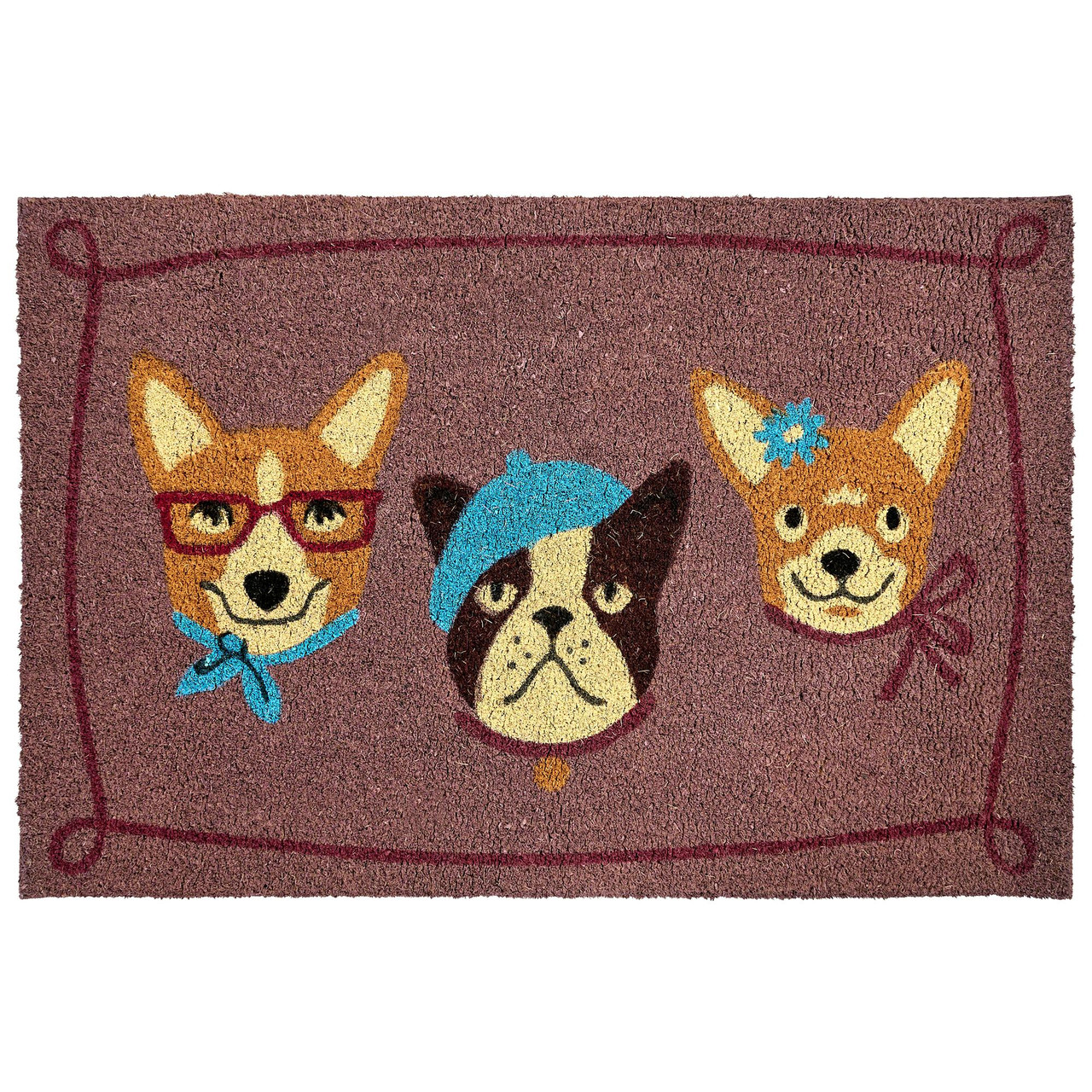 Tapete de entrada BABABU Multicolor 60 x 90 cm Cão Fibra de coco