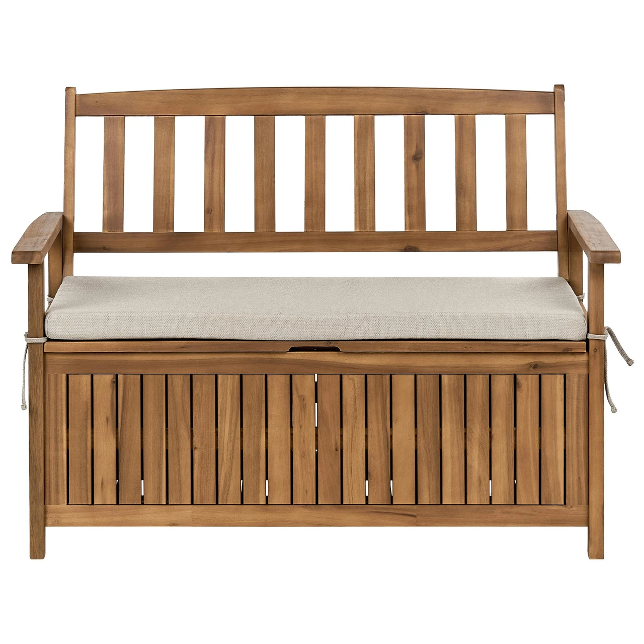 Banco de jardim com almofada BELIANI Sovana de Madeira de acácia Castanho 120x60x91